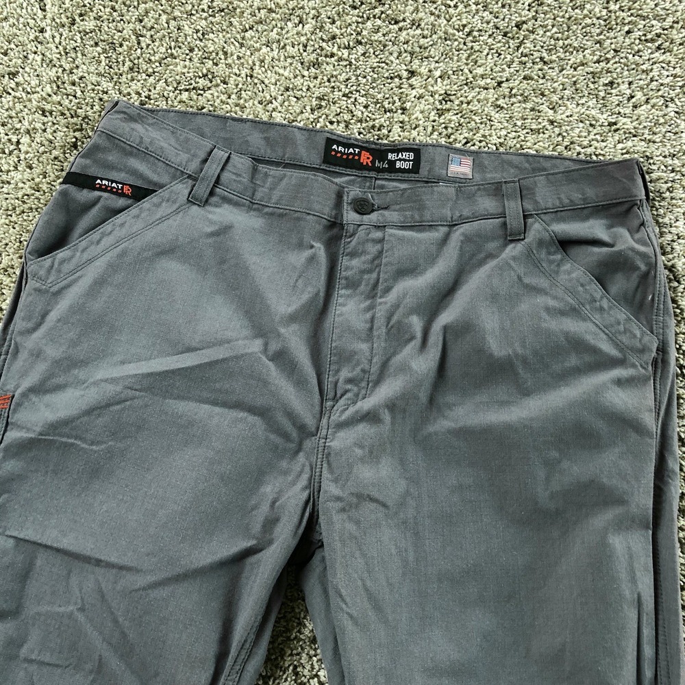 Ariat FR M4 Relaxed Boot Work Pants Mens 42x30 Gray Ripstop Flame Resistant EUC - Picture 2 of 8